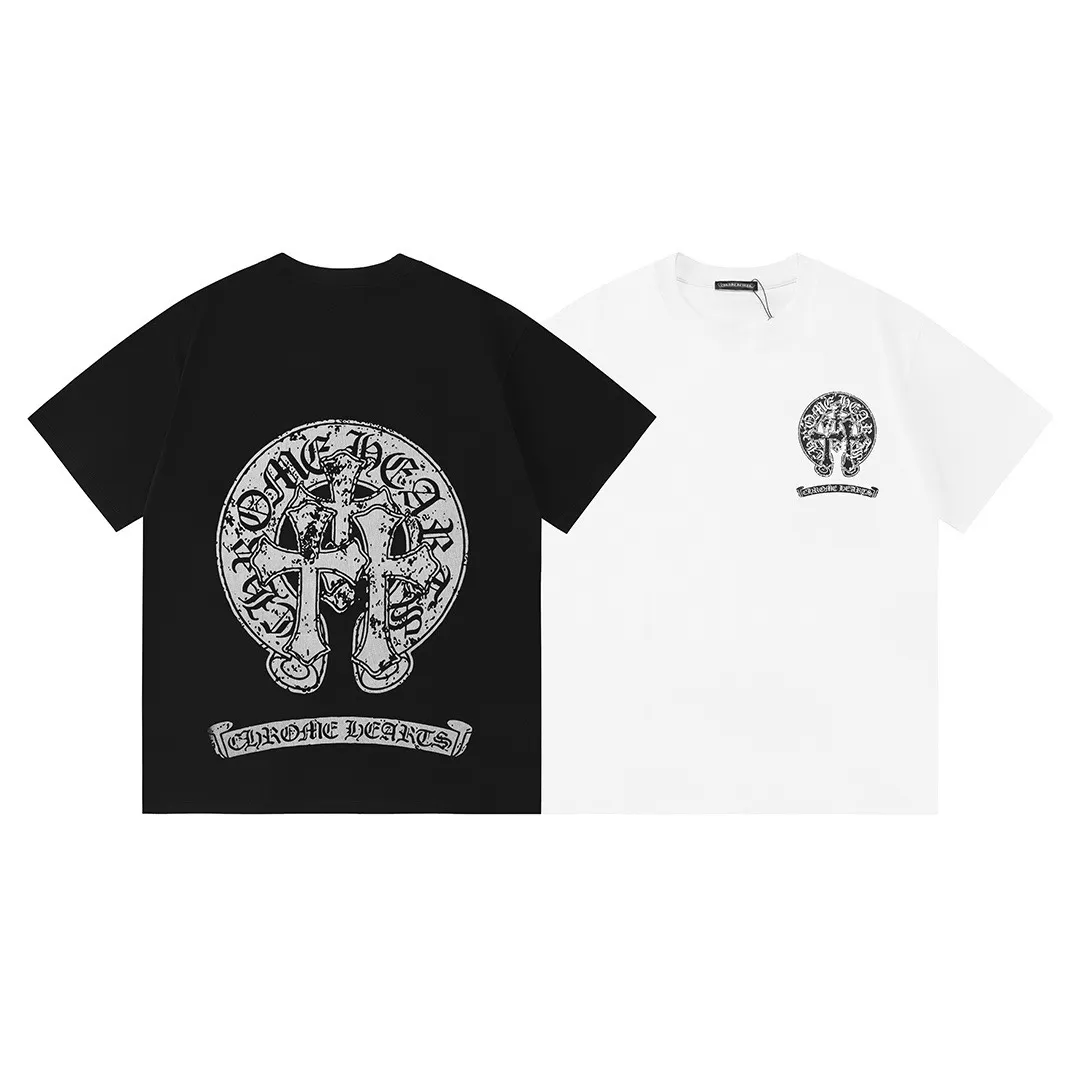 P150 Chrome Hearts 2026 official website new style cross letter logo on front and back, same style for men and women, short-sleeved T-shirt ·Customized 300g 100% double yarn pure cotton fabric ·Dyeing 32 counts double thread ·Collar label, hangtag, main mark and three labels complete Color: White Size: XS S M L